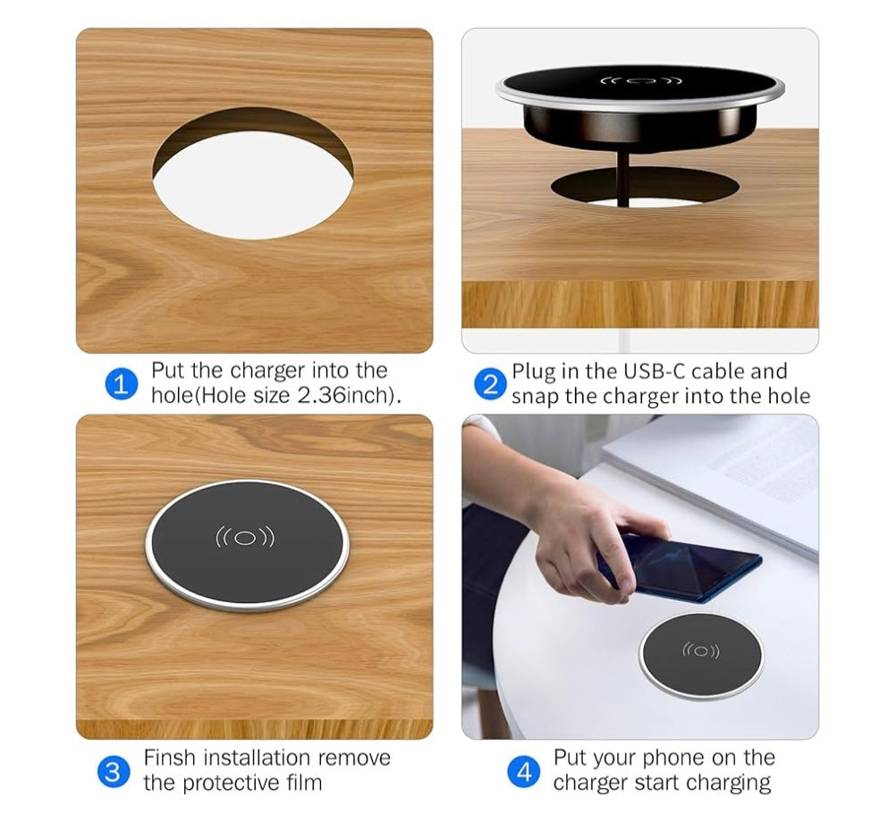 COSMOTECH Hidden Wireless Charger – Sleek Under-Desk Design