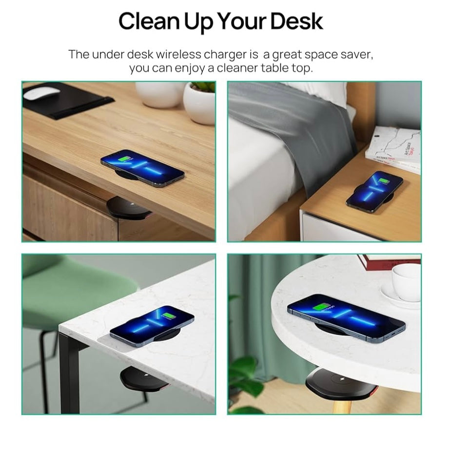 COSMOTECH Hidden Wireless Charger – Sleek Under-Desk Design