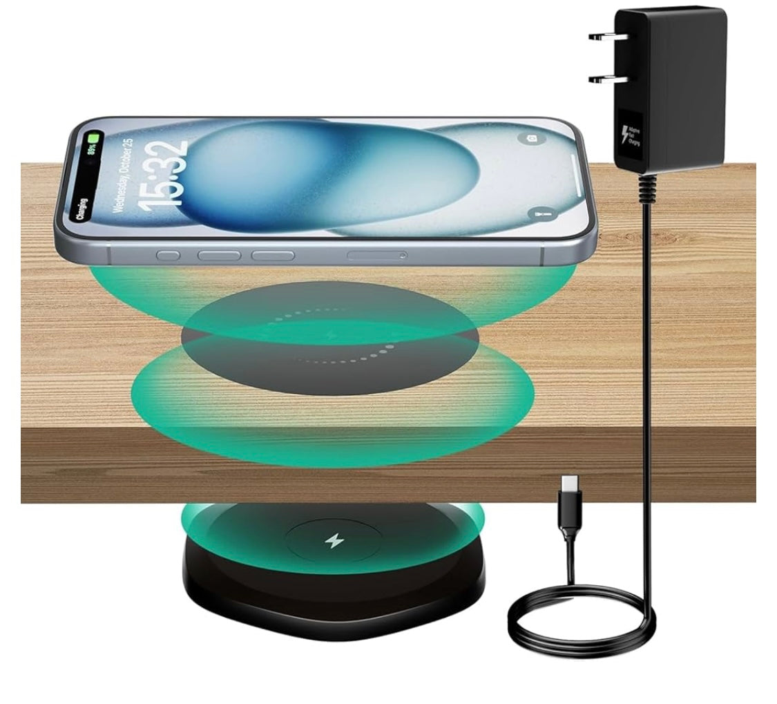 COSMOTECH Hidden Long-Distance Wireless Phone Charger – Under Desk / Cable-Free Phone Charging