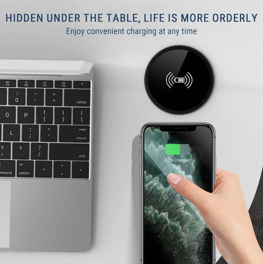 COSMOTECH Hidden Long-Distance Wireless Phone Charger – Under Desk / Cable-Free Phone Charging